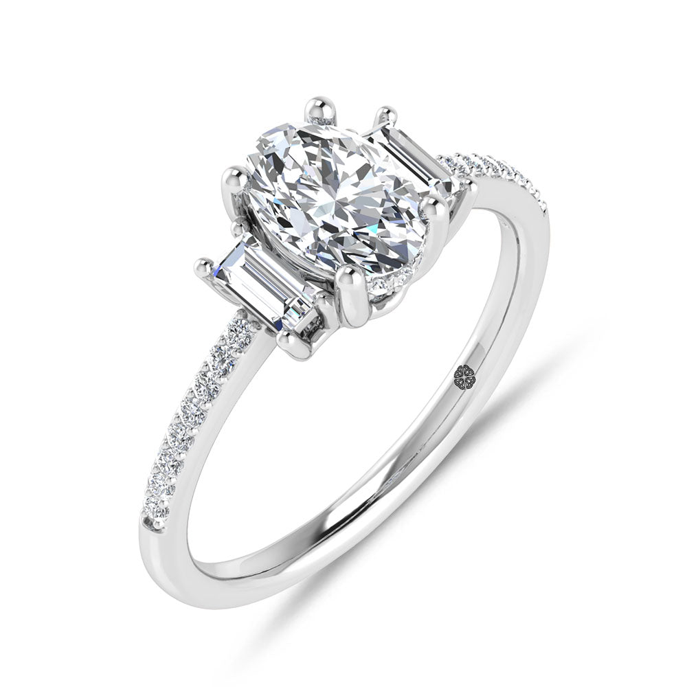 14K White Gold 1 1/4 Ct.Tw. Lab Grown Diamond Three Stone Engagement Ring