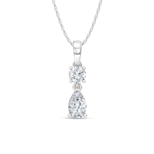 14K White Gold Lab Grown Diamond  1/2 Ct.Tw. Round and Pear Fashion Pendant