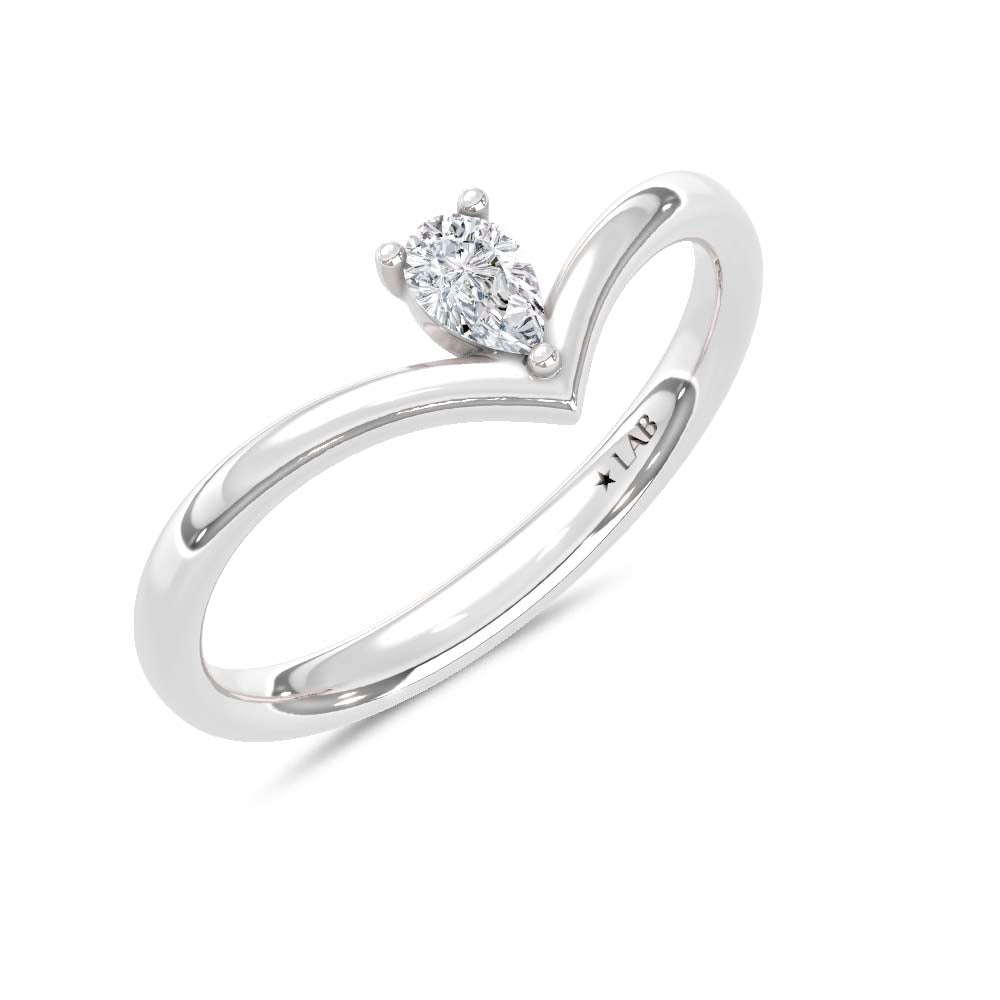 10K White Gold Lab Grown Diamond 1/6 Ct.Tw. Chevron Band