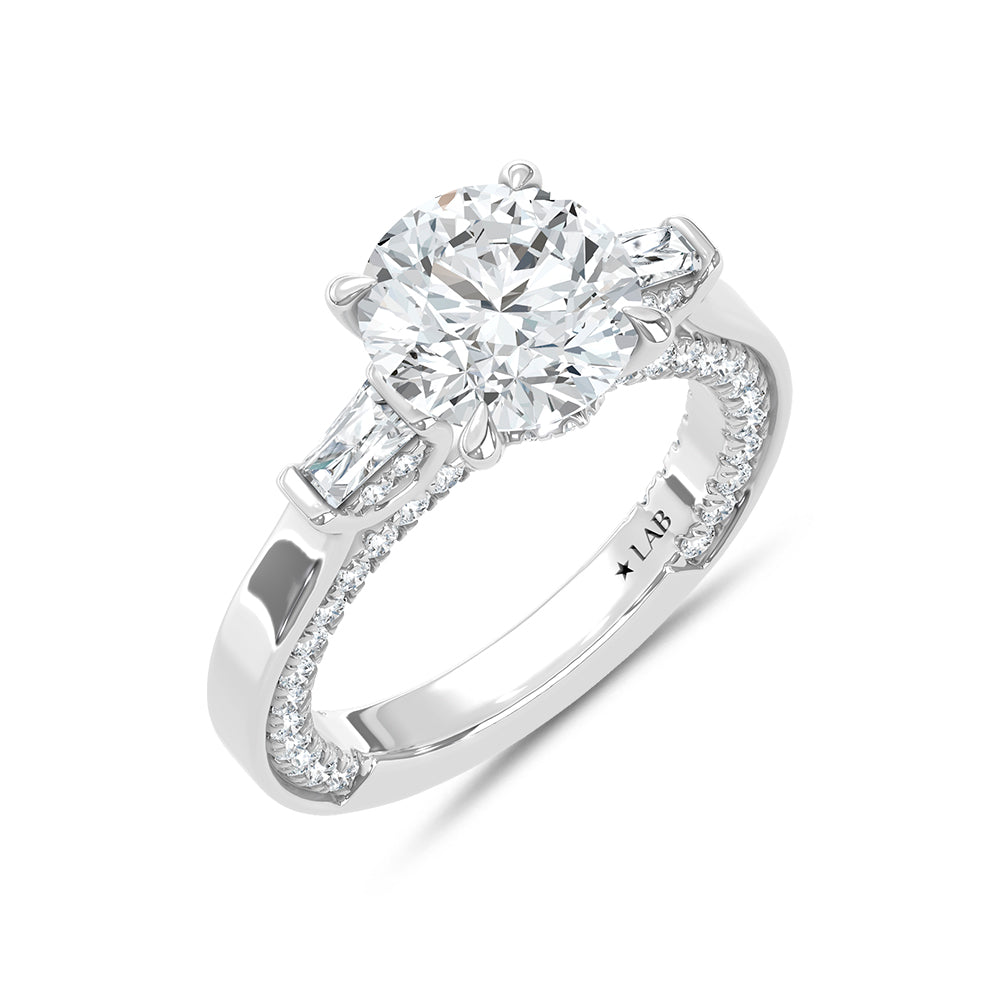 14K White Gold Lab Grown Diamond 3 7/8 Ct.Tw. Oval Shape Engagement Ring