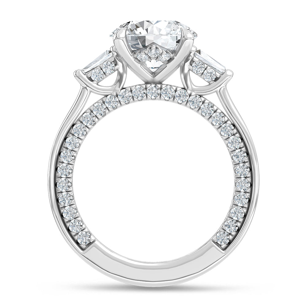 14K White Gold Lab Grown Diamond 3 7/8 Ct.Tw. Oval Shape Engagement Ring