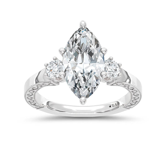 14K White Gold Lab Grown Diamond 2 1/3 Ct.Tw. Engagement Ring (IGI Certified Center 2ct)