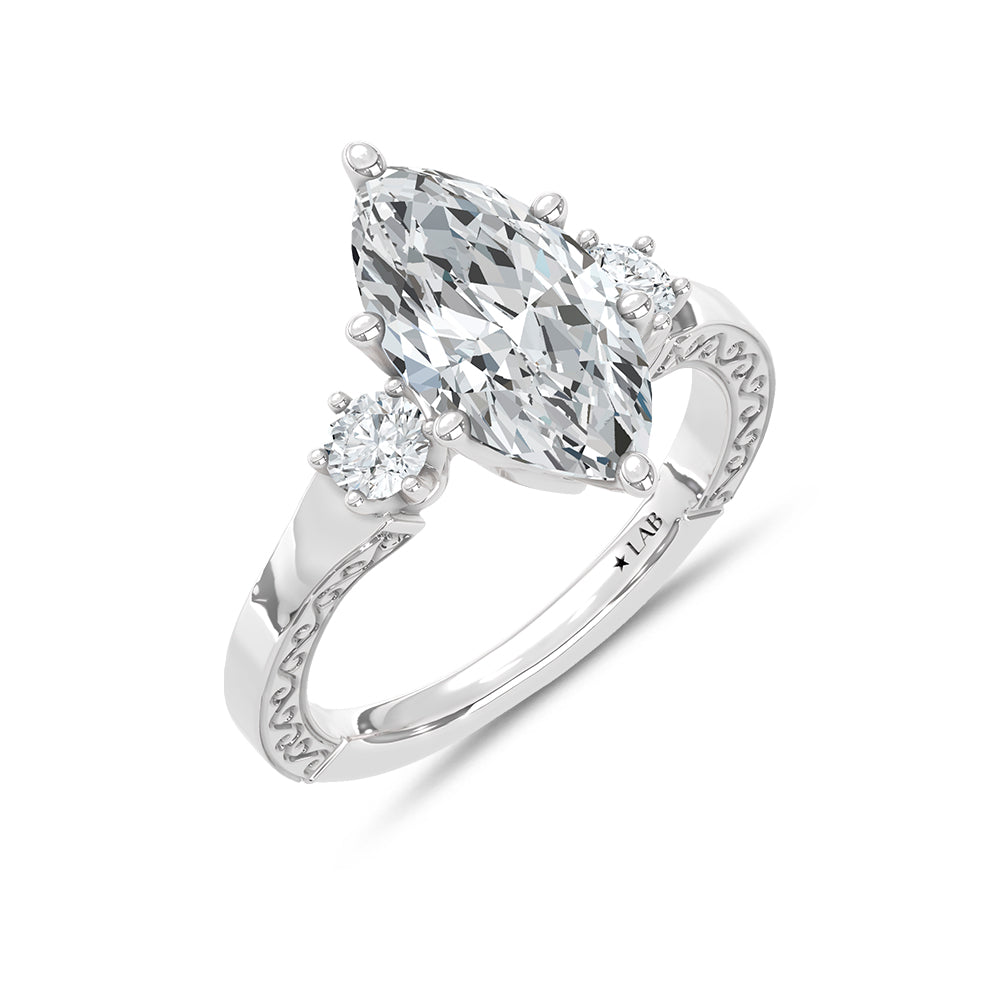 14K White Gold Lab Grown Diamond 2 1/3 Ct.Tw. Engagement Ring (IGI Certified Center 2ct)