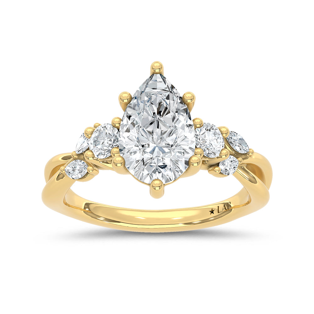 14K Yellow Gold Lab Grown Diamond 2 1/3 Ct.Tw. Engagement Ring (IGI Certified Center 2ct)