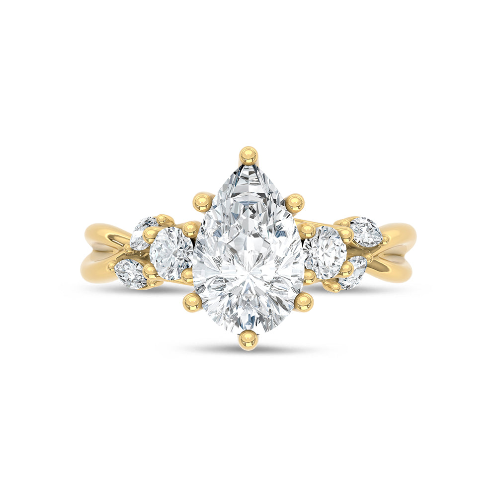 14K Yellow Gold Lab Grown Diamond 2 1/3 Ct.Tw. Engagement Ring (IGI Certified Center 2ct)