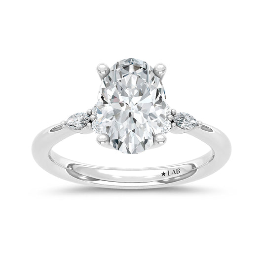 14K White Gold Lab Grown Diamond 2 1/8 Ct.Tw. Engagement Ring (IGI Certified Center 2ct)