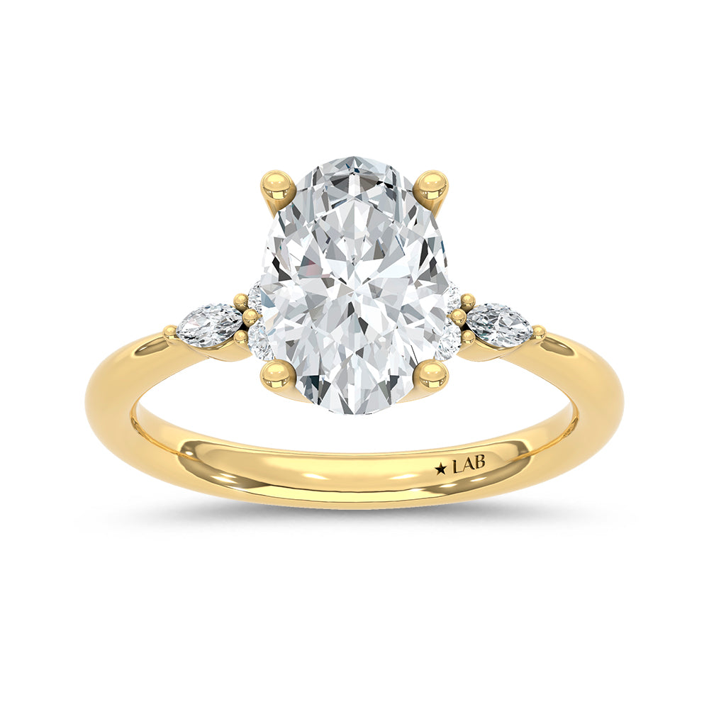 14K Yellow Gold Lab Grown Diamond 2 1/8 Ct.Tw. Engagement Ring (IGI Certified Center 2ct)