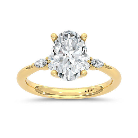 14K Yellow Gold Lab Grown Diamond 2 1/8 Ct.Tw. Engagement Ring (IGI Certified Center 2ct)