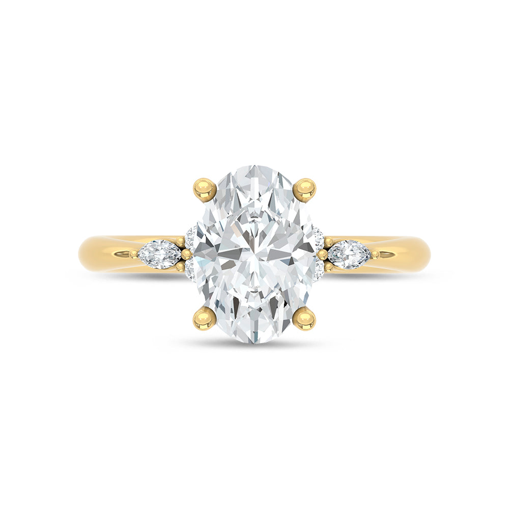 14K Yellow Gold Lab Grown Diamond 2 1/8 Ct.Tw. Engagement Ring (IGI Certified Center 2ct)
