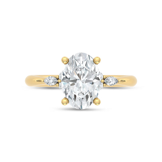 14K Yellow Gold Lab Grown Diamond 2 1/8 Ct.Tw. Engagement Ring (IGI Certified Center 2ct)