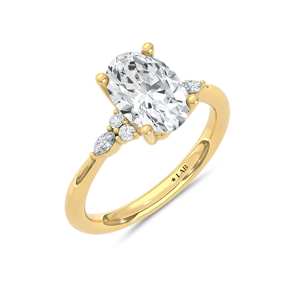 14K Yellow Gold Lab Grown Diamond 2 1/8 Ct.Tw. Engagement Ring (IGI Certified Center 2ct)