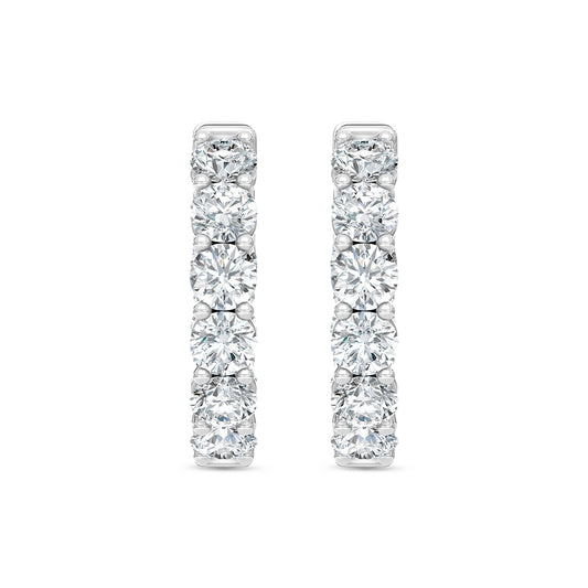 14K White Gold Lab Grown Round Diamond 3 Ct.Tw. In and Out Hoop Earrings