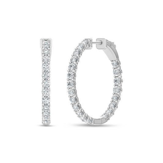 14K White Gold Lab Grown Round Diamond 2 Ct.Tw. In and Out Hoop Earrings