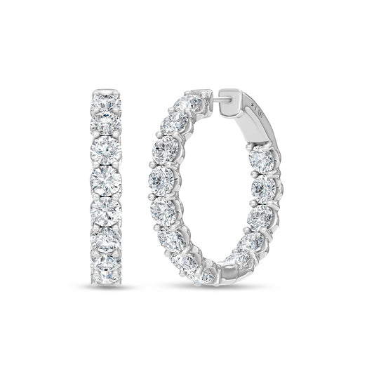 14K White Gold Lab Grown Round Diamond 5 Ct.Tw. In and Out Hoop Earrings