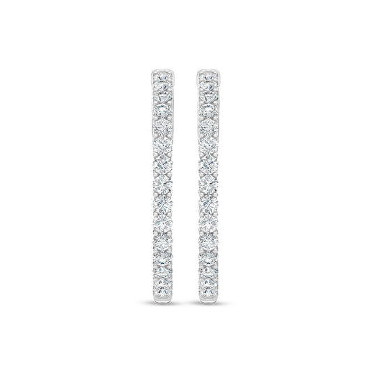 14K White Gold Lab Grown Round Diamond 5 Ct.Tw. In and Out Hoop Earrings
