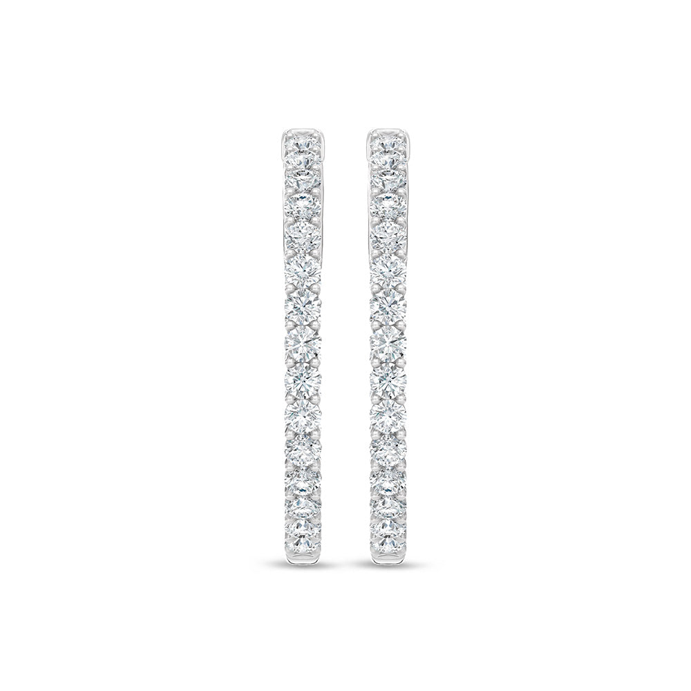 14K White Gold Lab Grown Round Diamond 6 Ct.Tw. In and Out Hoop Earrings
