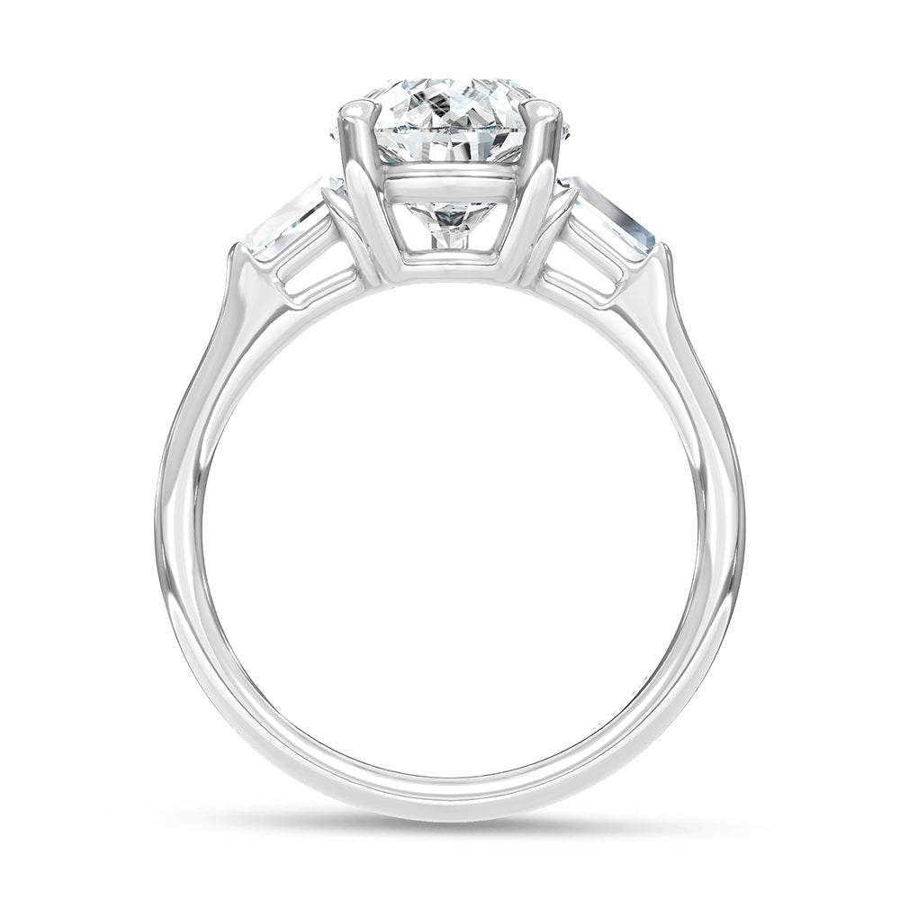 14K White Gold Lab Grown Diamond 3 1/5 Ct.Tw. Pear and Tapper Three Stone Engagement Ring