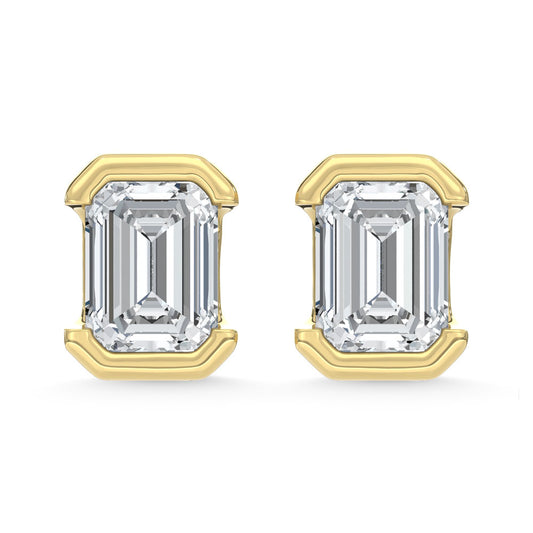 14K Yellow Gold Lab Grown Diamond 1/2 Ct.Tw. Emerald Stud Earrings