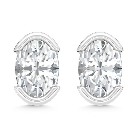 14K White Gold Lab Grown Diamond 1/2 Ct.Tw. Oval Stud Earrings