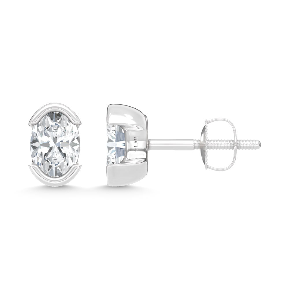14K White Gold Lab Grown Diamond 1/2 Ct.Tw. Oval Stud Earrings