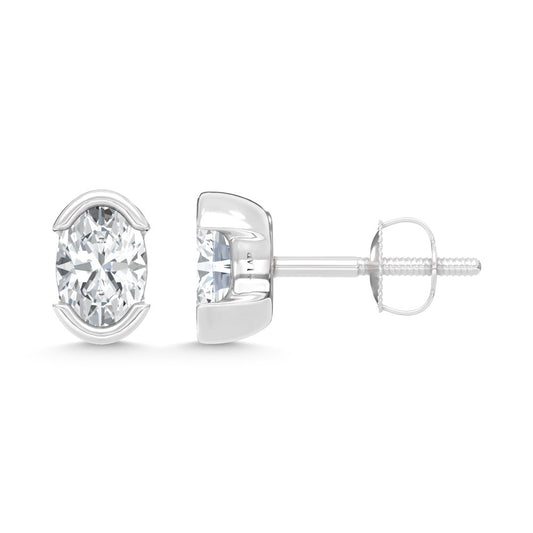 14K White Gold Lab Grown Diamond 1/2 Ct.Tw. Oval Stud Earrings