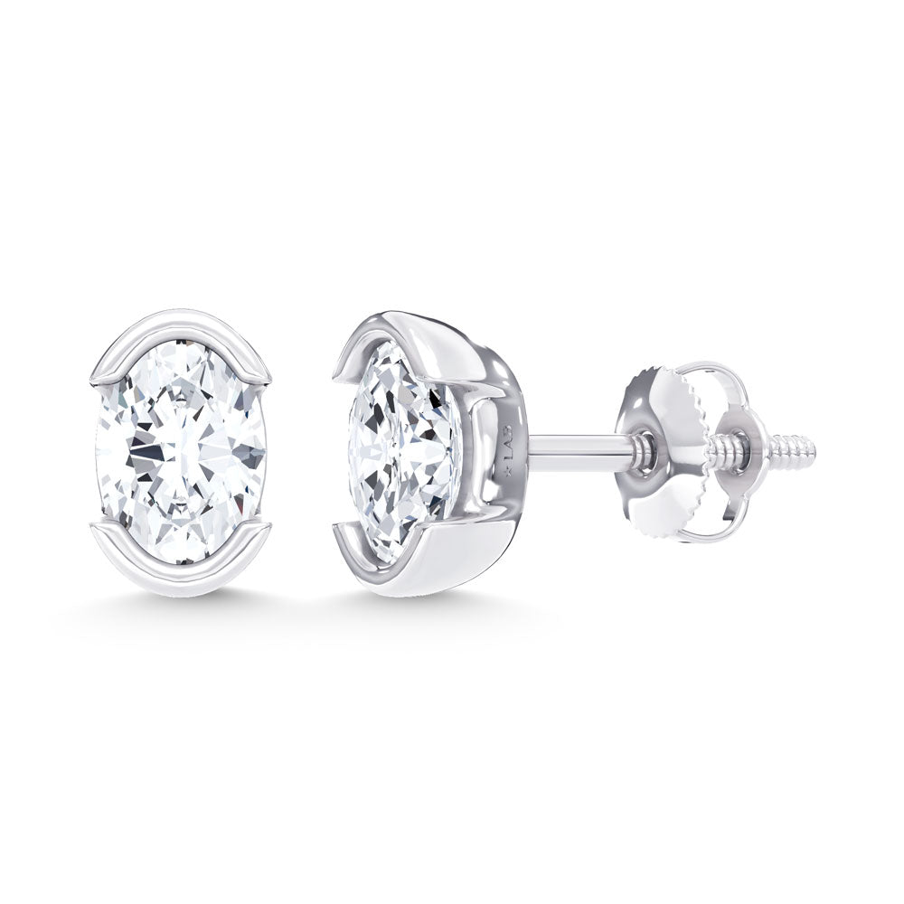 14K White Gold Lab Grown Diamond 1/2 Ct.Tw. Oval Stud Earrings
