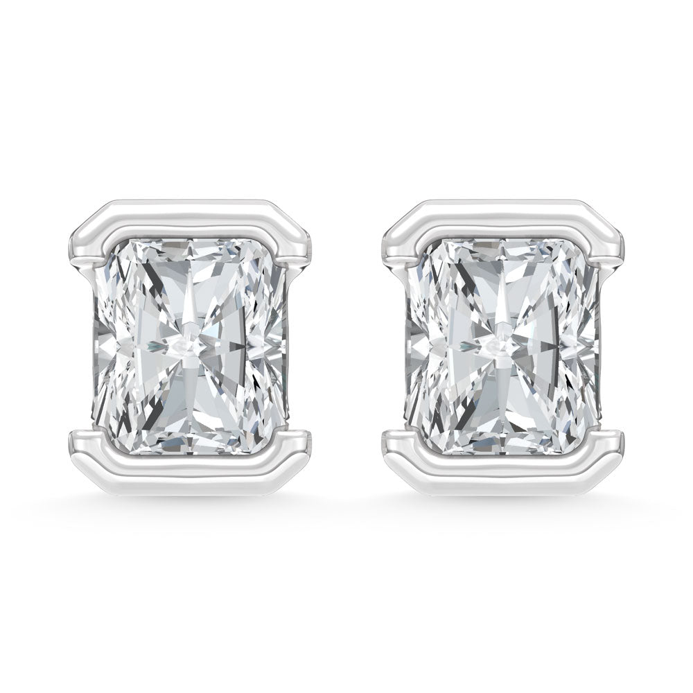 14K White Gold Lab Grown Diamond 1/2 Ct.Tw. Radiant Stud Earrings