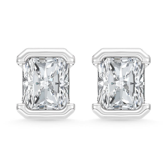 14K White Gold Lab Grown Diamond 1/2 Ct.Tw. Radiant Stud Earrings