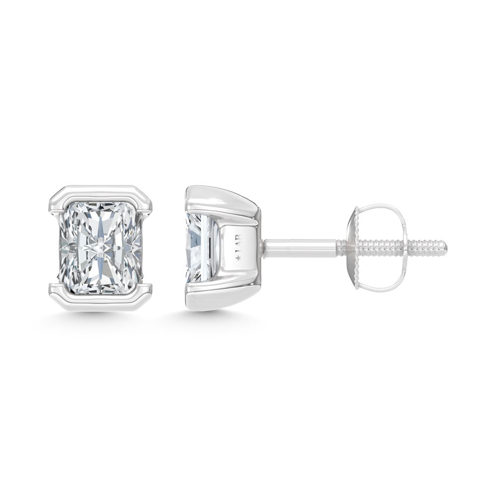 14K White Gold Lab Grown Diamond 1/2 Ct.Tw. Radiant Stud Earrings