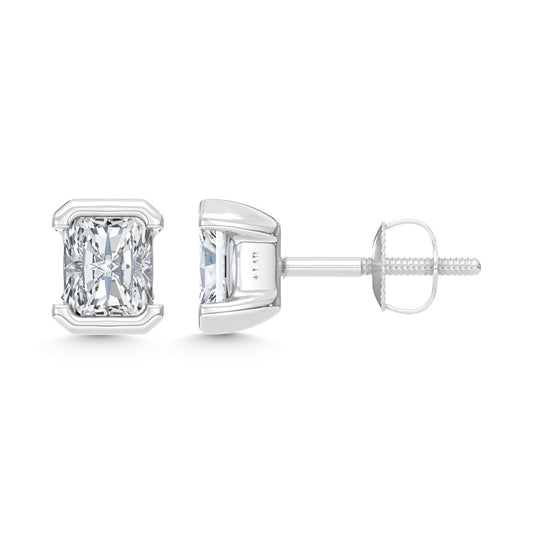 14K White Gold Lab Grown Diamond 1/2 Ct.Tw. Radiant Stud Earrings