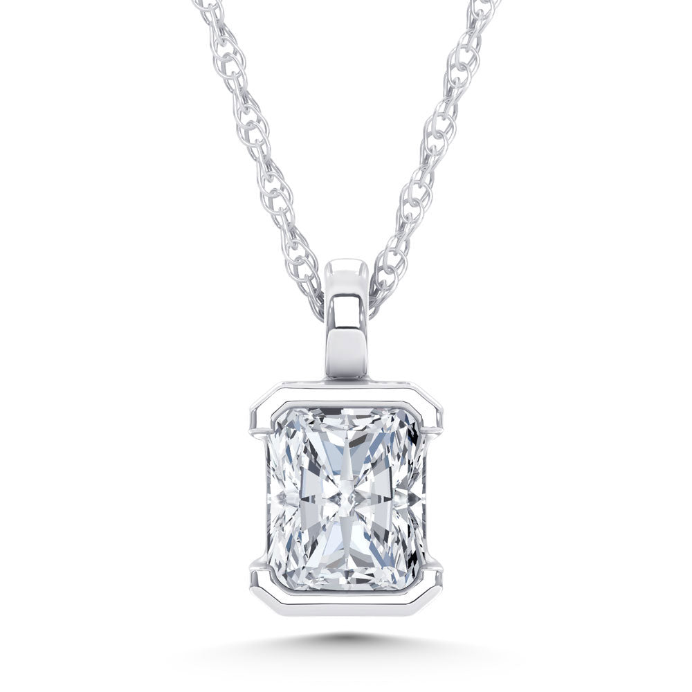 14K White Gold Lab Grown Diamond 1/2 Ct.Tw. Radiant Pendant