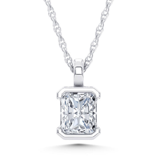 14K White Gold Lab Grown Diamond 1/2 Ct.Tw. Radiant Pendant