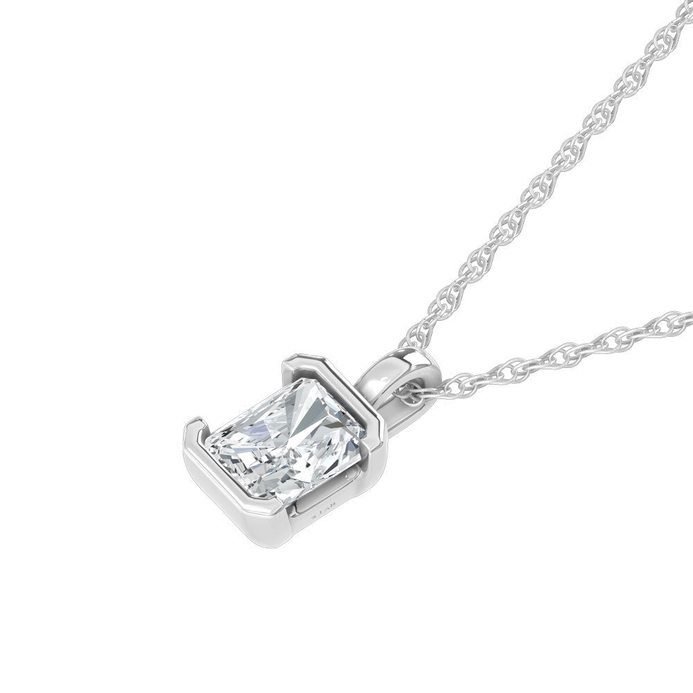 14K White Gold Lab Grown Diamond 1/2 Ct.Tw. Radiant Pendant