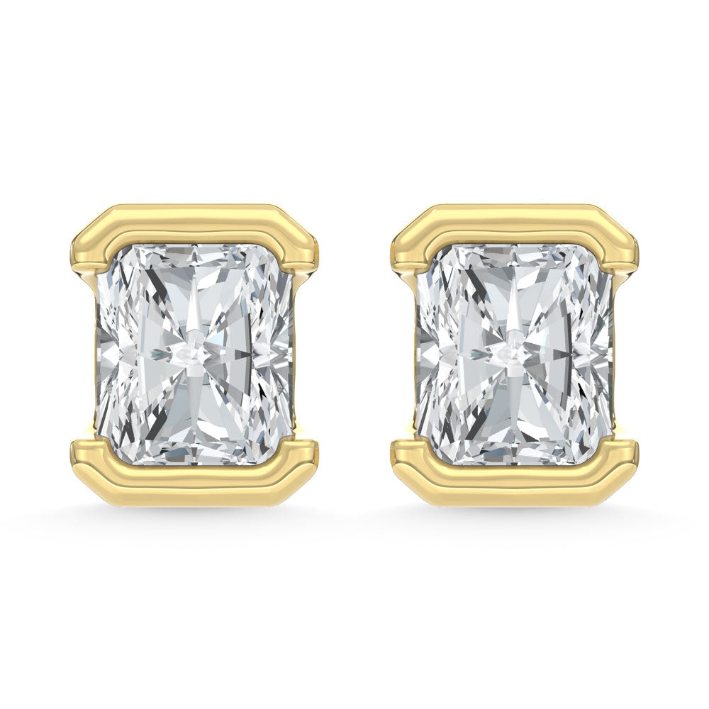 14K Yellow Gold Lab Grown Diamond 1/2 Ct.Tw. Radiant Stud Earrings