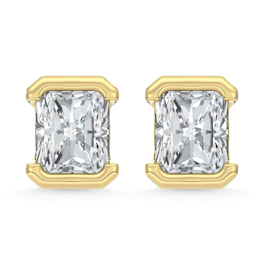 14K Yellow Gold Lab Grown Diamond 1/2 Ct.Tw. Radiant Stud Earrings
