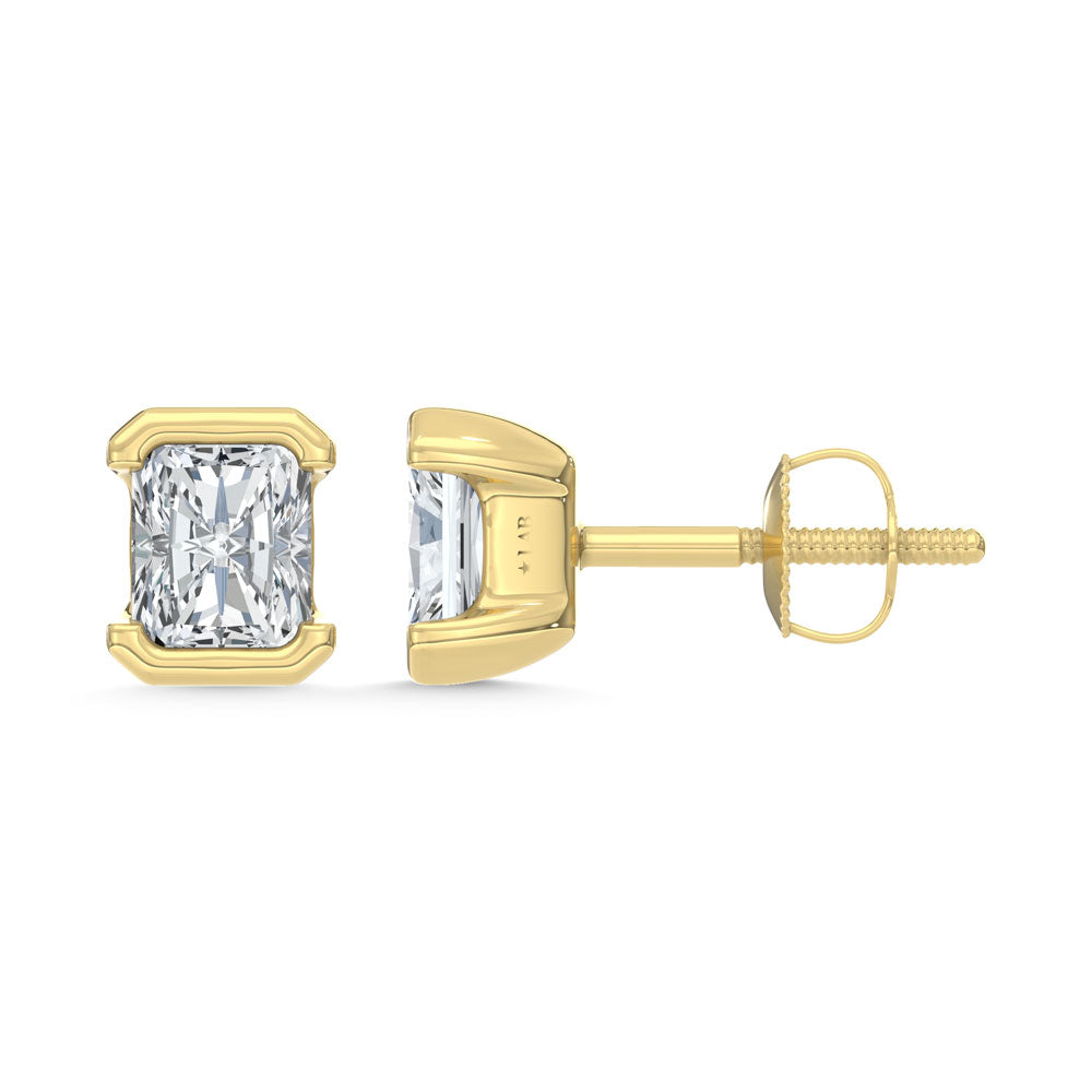 14K Yellow Gold Lab Grown Diamond 1/2 Ct.Tw. Radiant Stud Earrings