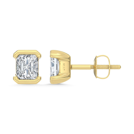 14K Yellow Gold Lab Grown Diamond 1/2 Ct.Tw. Radiant Stud Earrings