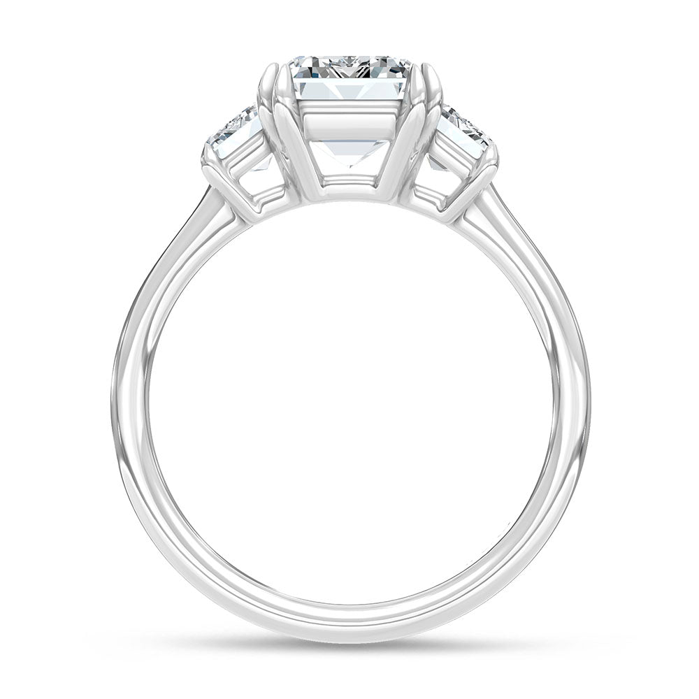 14K White Gold Lab Grown Diamond 3 Ct.Tw. Emerald Cut Three Stone Engagement Ring