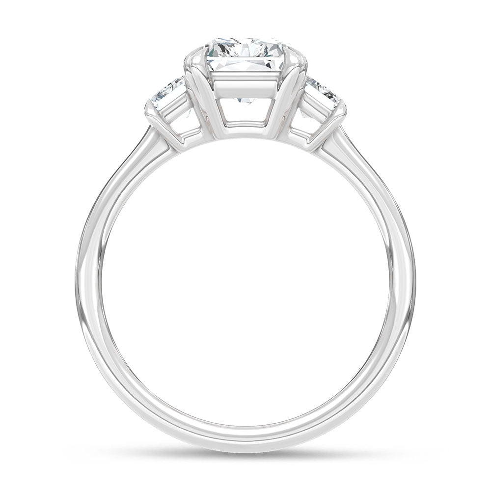 14K White Gold Lab Grown Diamond 2 Ct.Tw. Elongated Radiant Cut Three Stone Engagement Ring