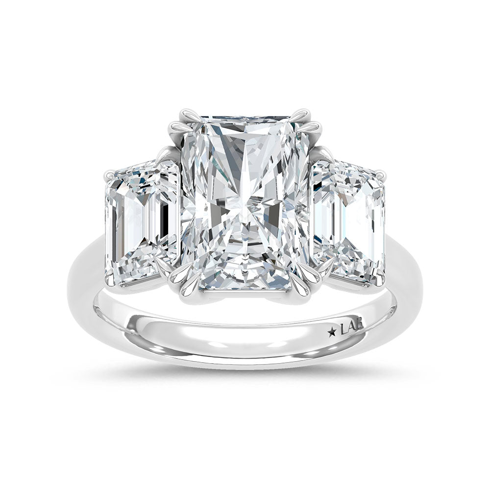 14K White Gold Lab Grown Diamond 5 Ct.Tw. Elongated Radiant Cut Three Stone Engagement Ring