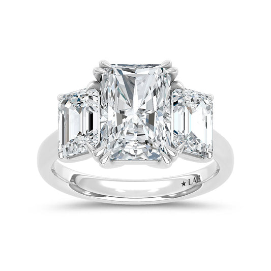 14K White Gold Lab Grown Diamond 5 Ct.Tw. Elongated Radiant Cut Three Stone Engagement Ring