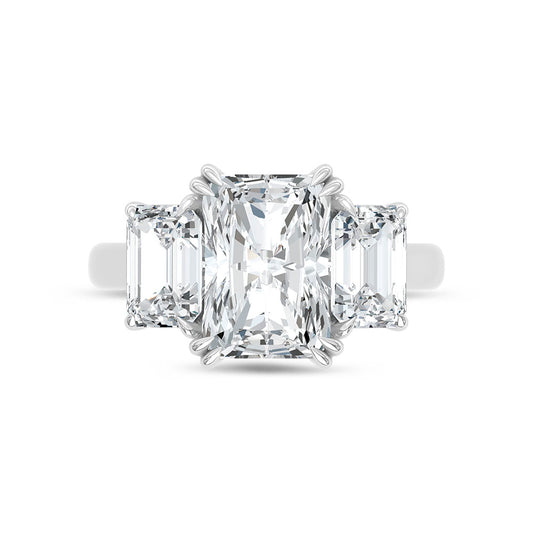 14K White Gold Lab Grown Diamond 5 Ct.Tw. Elongated Radiant Cut Three Stone Engagement Ring