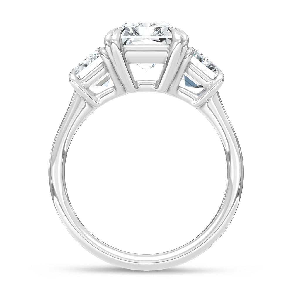 14K White Gold Lab Grown Diamond 5 Ct.Tw. Elongated Radiant Cut Three Stone Engagement Ring