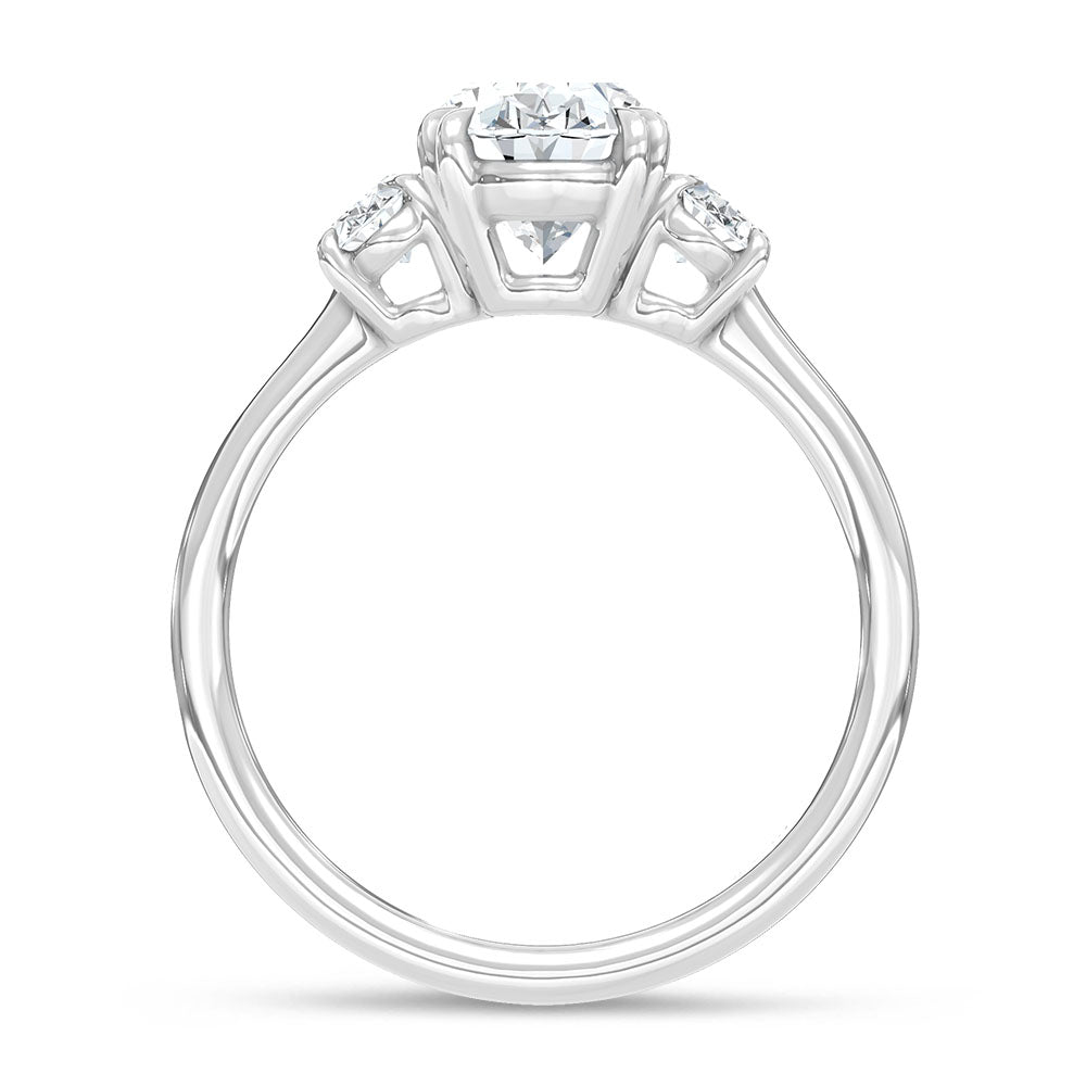14K White Gold Lab Grown Diamond 2 Ct.Tw. Oval Shape Three Stone Engagement Ring