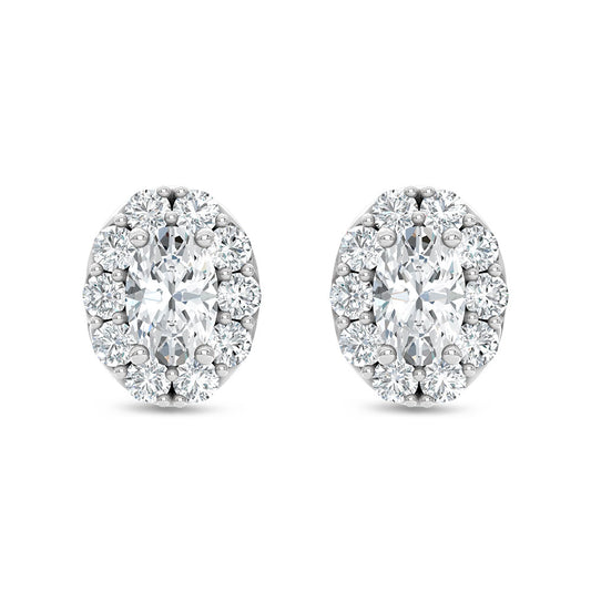 10K White Gold Lab Grown Oval and Round Diamond 1/3 Ct.Tw. Stud Earrings