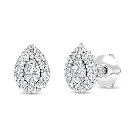 10K White Gold Lab Grown Pear and Round Diamond 1/3 Ct.Tw. Stud Earrings