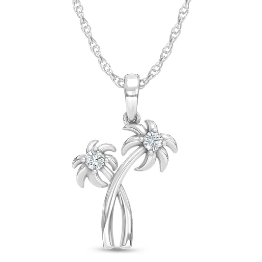 14K White Gold Lab Grown Diamond 1/10 Ct.Tw.Fashion Pendant