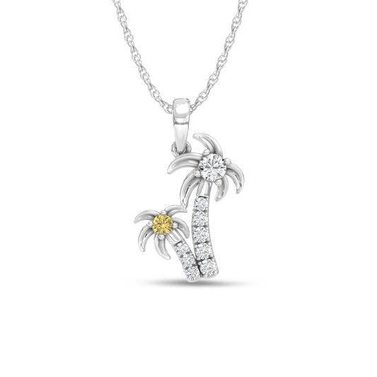 14K White Gold Lab Grown Diamond 1/4 Ct.Tw. Palm Tree Pendant