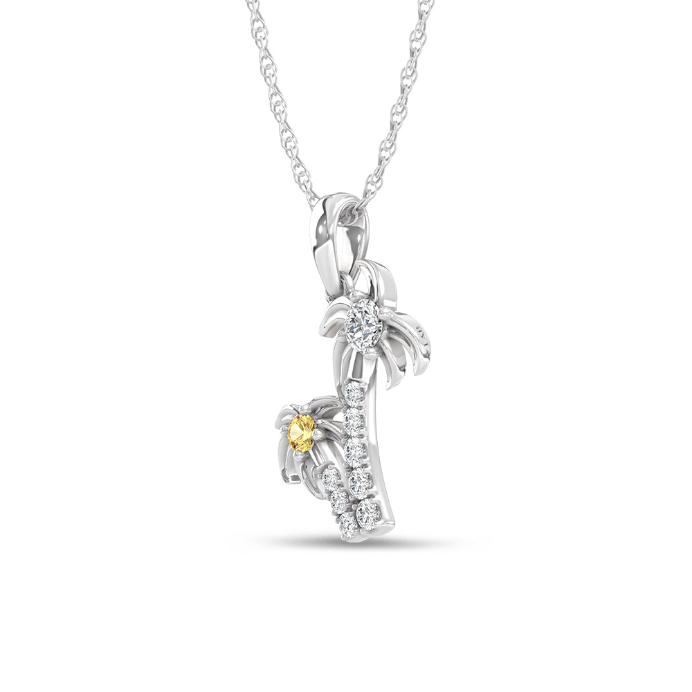 14K White Gold Lab Grown Diamond 1/4 Ct.Tw. Palm Tree Pendant