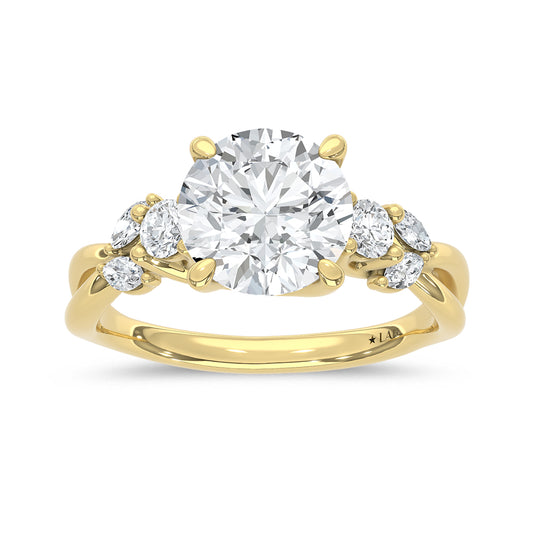 14K Yellow Gold Lab Grown Diamond 2 1/3 Ct.Tw. Round Shape Engagement Ring (Center 2 ct)